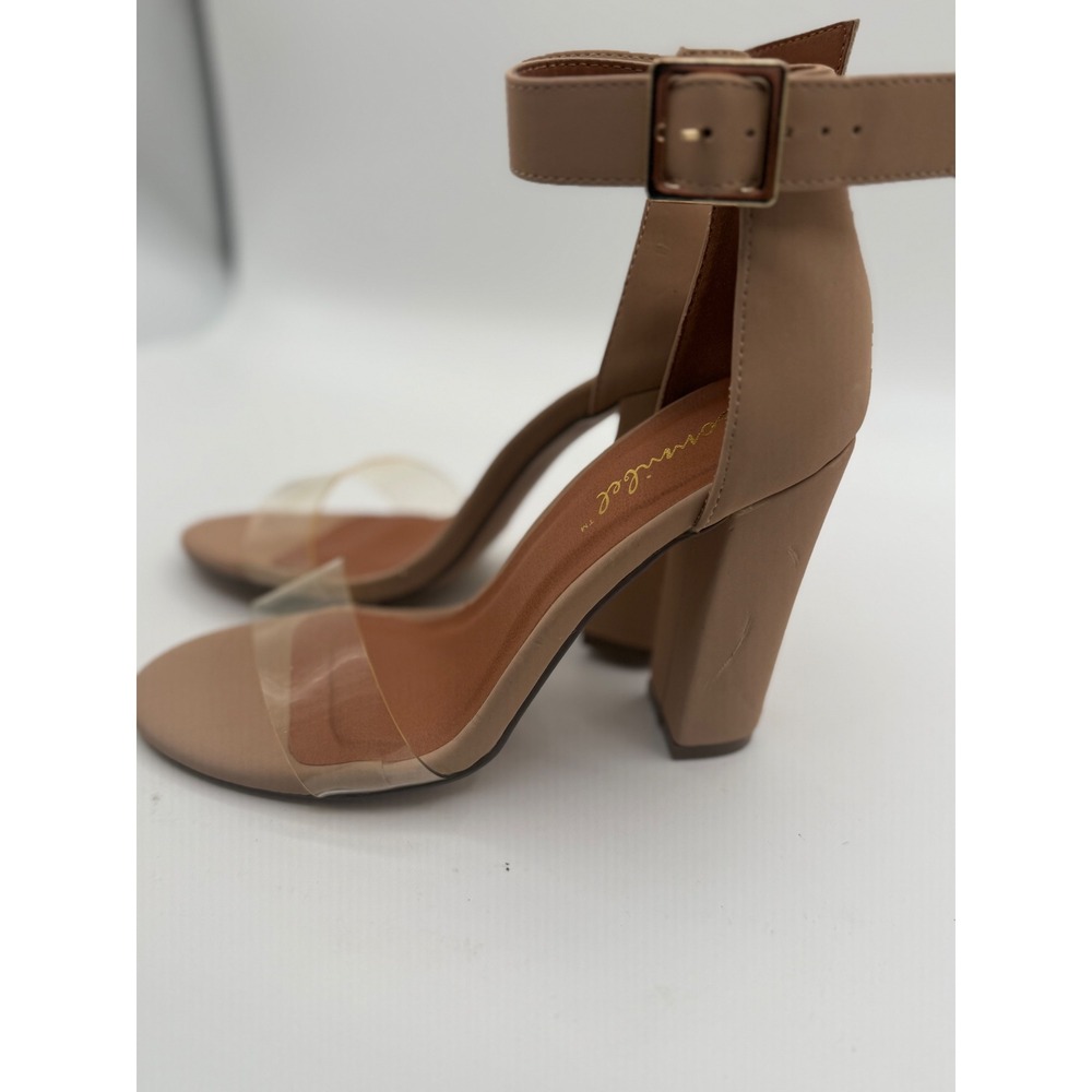 Bonnibel Clear Strap Heels Block High Heel Ankle Strap Buckle Closure 6
